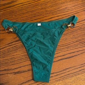 NWOT Emerald Green Bikini Bottom with Gold Accents